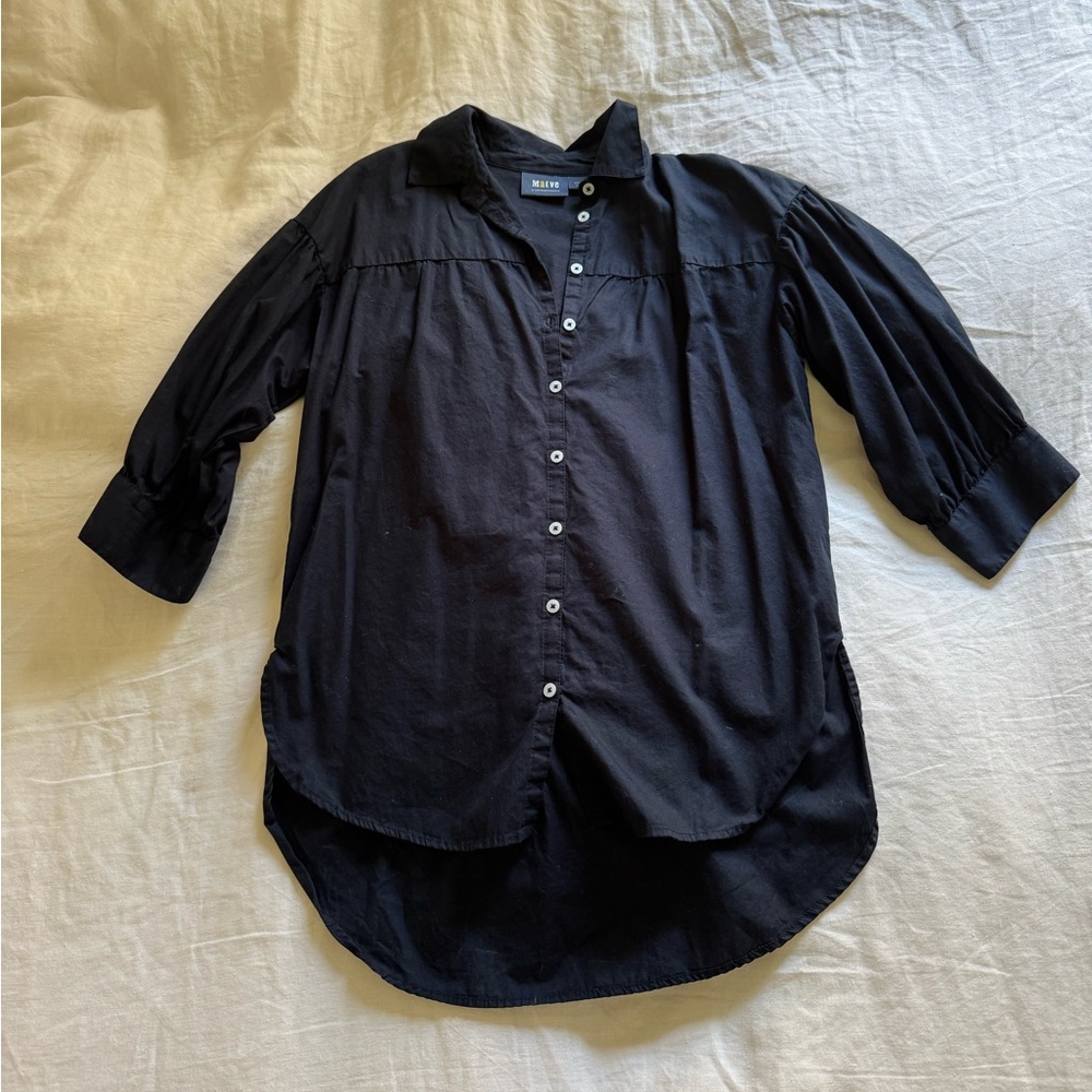 Anthropologie Maeve Black Button Down Top